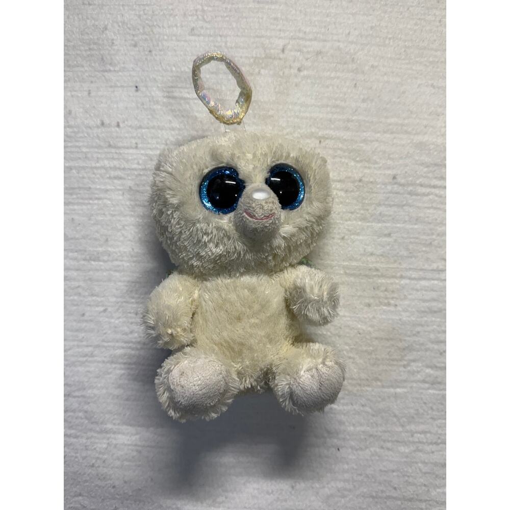 Ty Beanie Boos "Halo" White Angel Bear Plush
